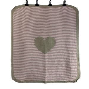 David Fussenegger JUWEL Blanket Heart Pink Tan 95% Cotton Flannel Stripes Baby